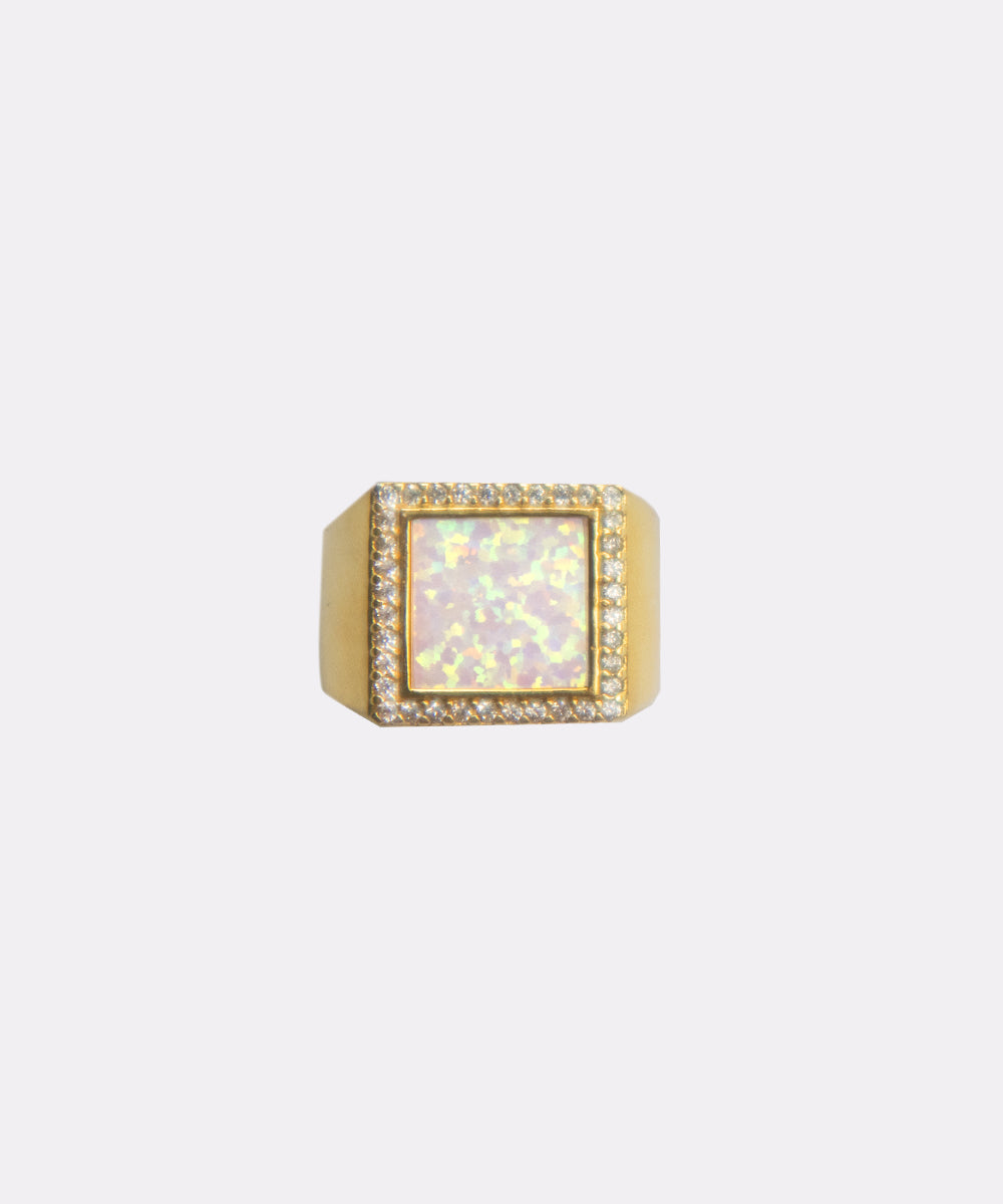 SHAMI - 
        
          
            Amir Opal Square Signet Ring