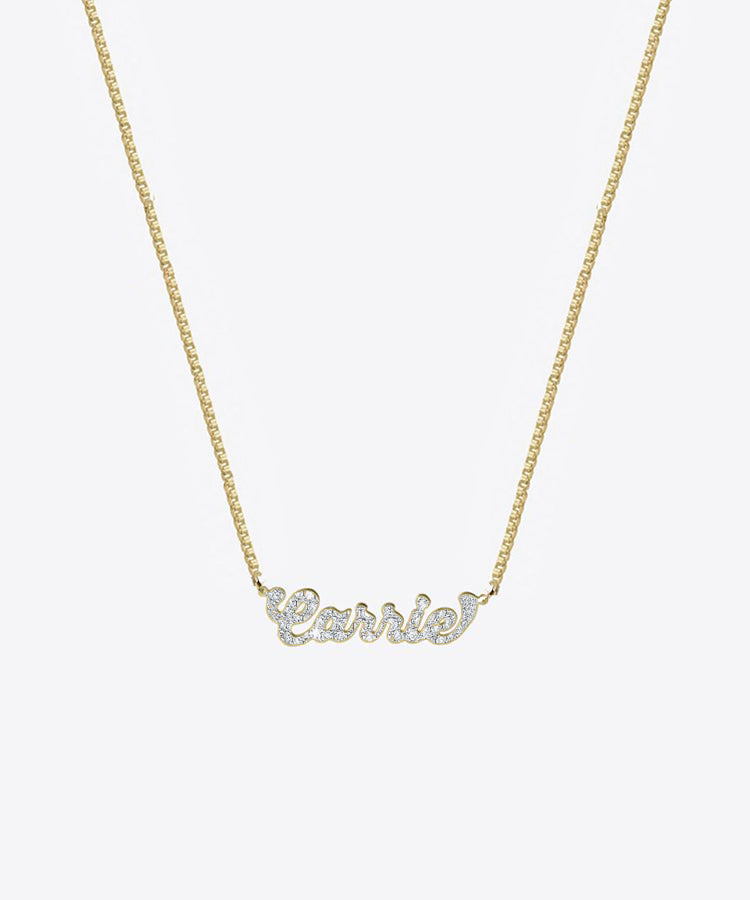 The City Nameplate Necklace | 14kt Gold & Diamonds