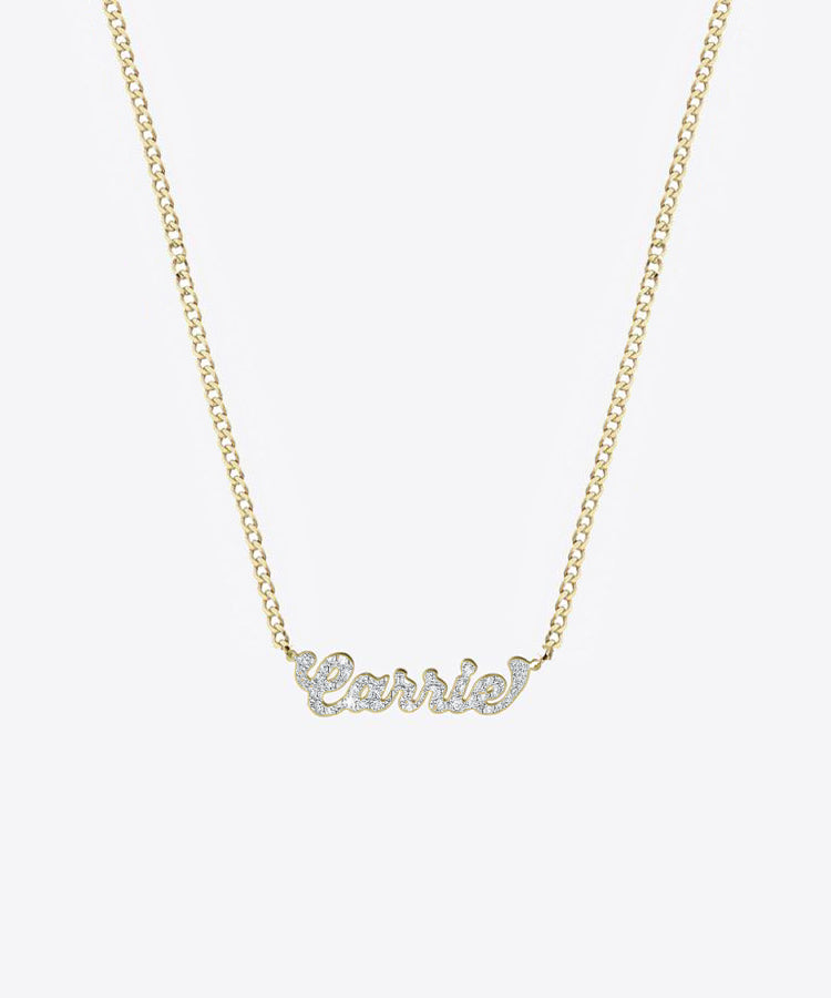 The City Nameplate Necklace | 14kt Gold & Diamonds