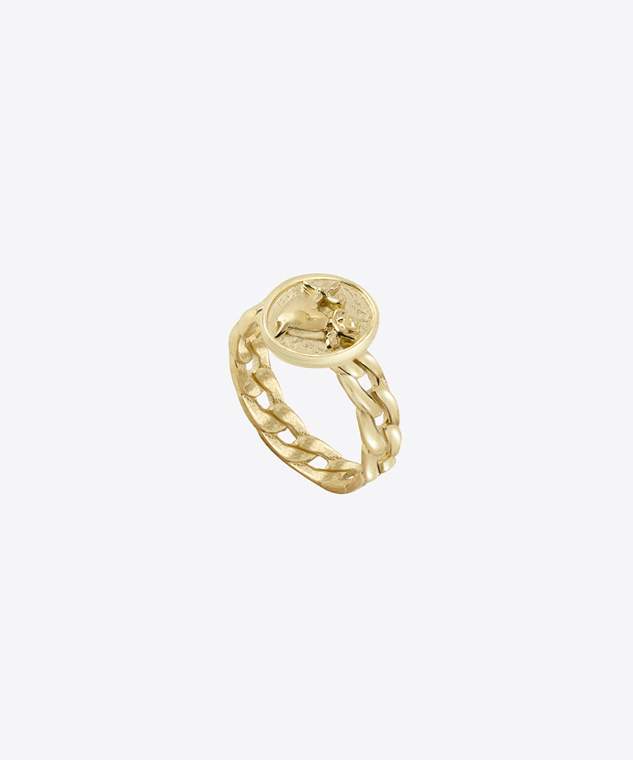 SHAMI Jewelry - Heart & Dagger Signet Ring