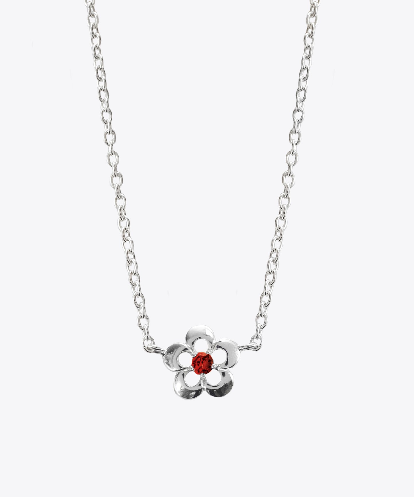 Garnet Cutout Daisy Necklace