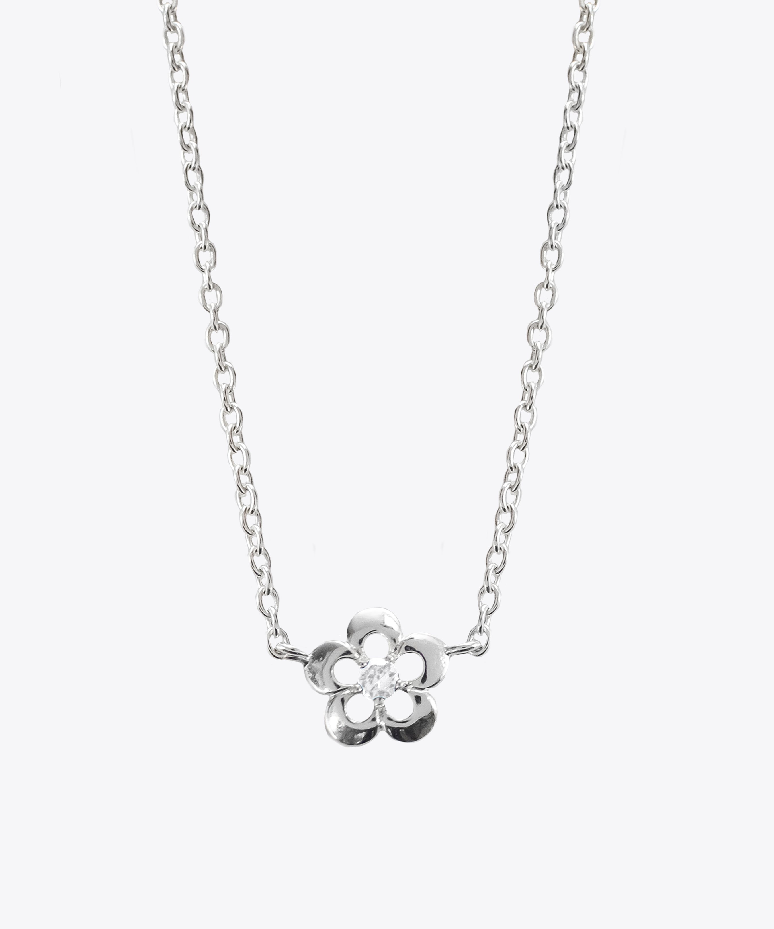 SHAMI Jewelry - White CZ Stone Cutout Daisy Necklace