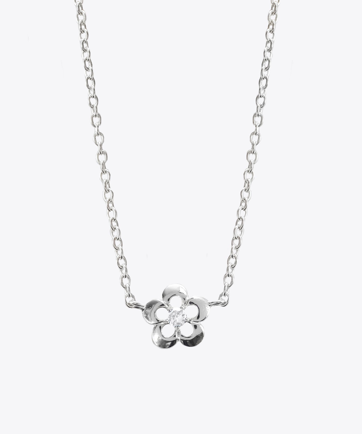 White CZ Stone Cutout Daisy Necklace