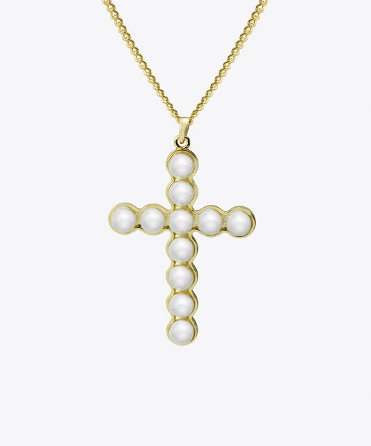 Diana Pearl Cross Necklace Kelly Shami Jewelry Shami Official