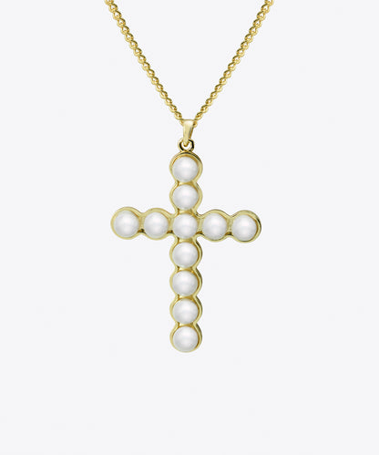 Diana Pearl Cross Necklace Kelly Shami Jewelry Shami Official
