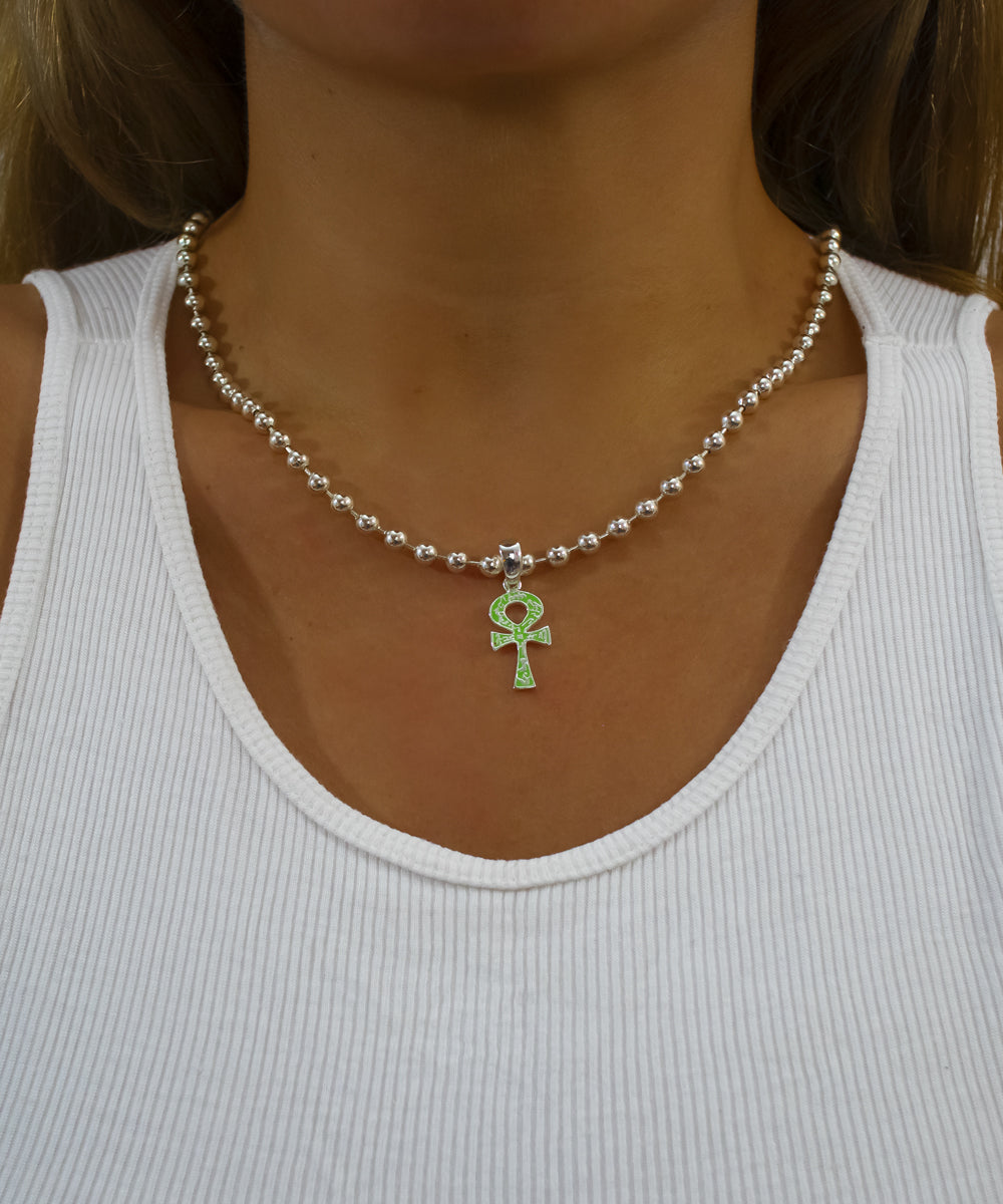 Ankh Green Enamel Necklace