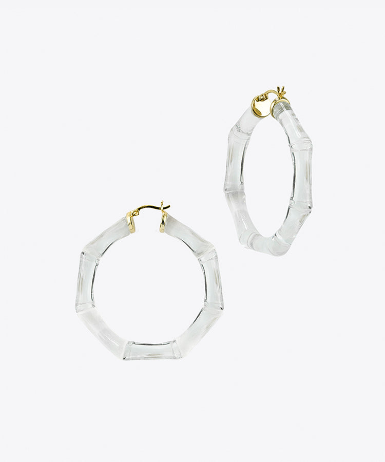 Lucite Bamboo Hoop Earrings