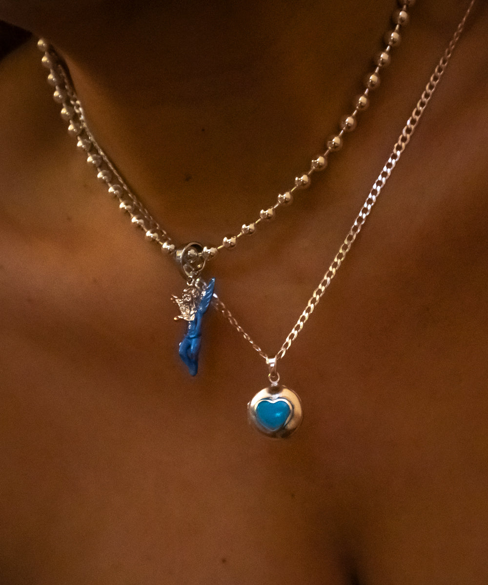 Heirloom Silver Turquoise Heart Locket Necklace