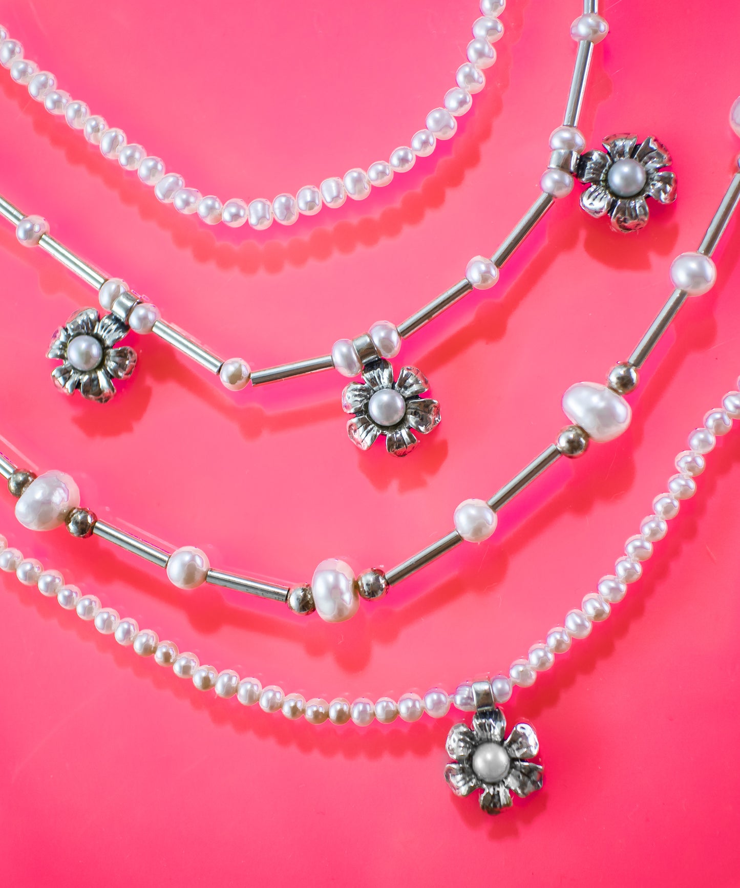 PEARL & SILVER BEADED NECKLACE