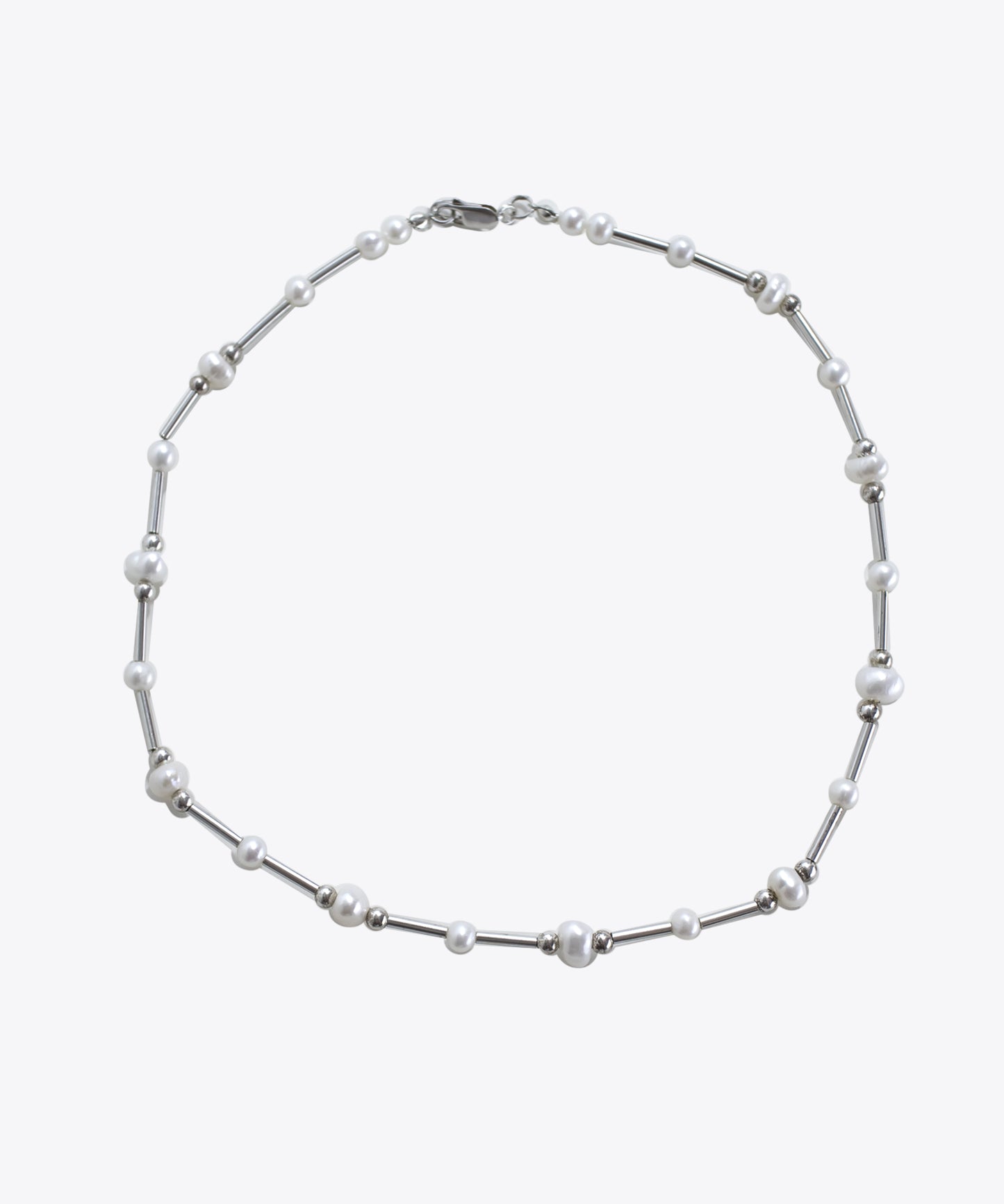 PEARL & SILVER BEADED NECKLACE