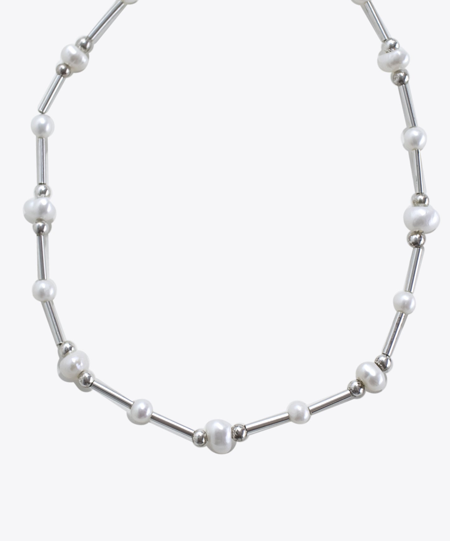 PEARL & SILVER BEADED NECKLACE