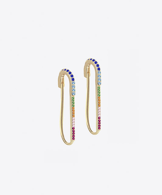 Rainbow Safety Pin Earrings