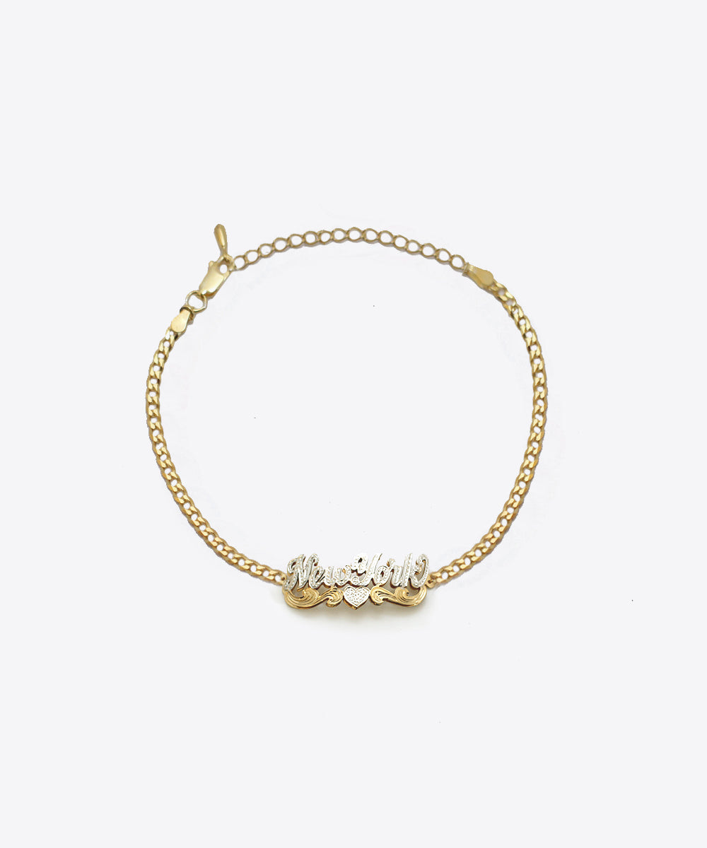 SHAMI Jewelry - Classic Script Double Nameplate Curb Anklet