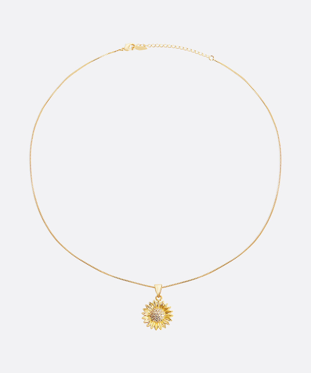 DAINTY SUNFLOWER & STONE NECKLACE