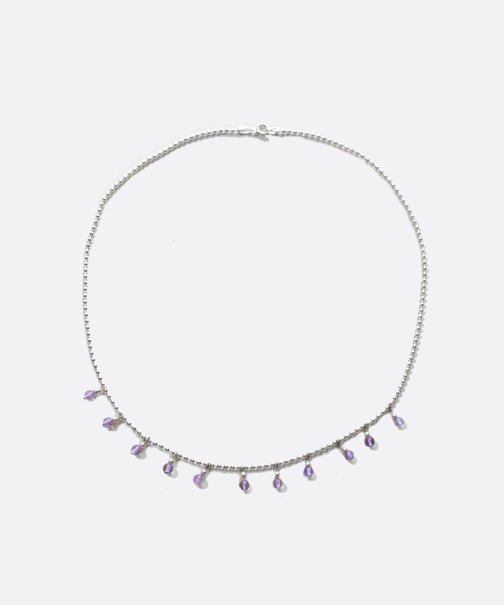 Tiny Beaded Lavender Drop Necklace