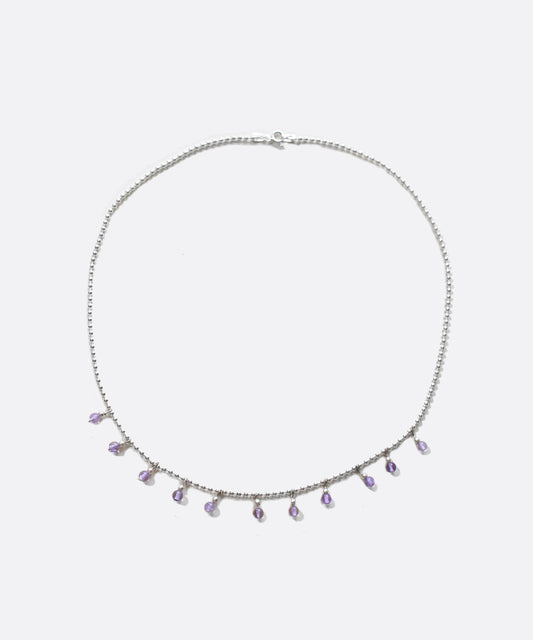 Tiny Beaded Lavender Drop Necklace