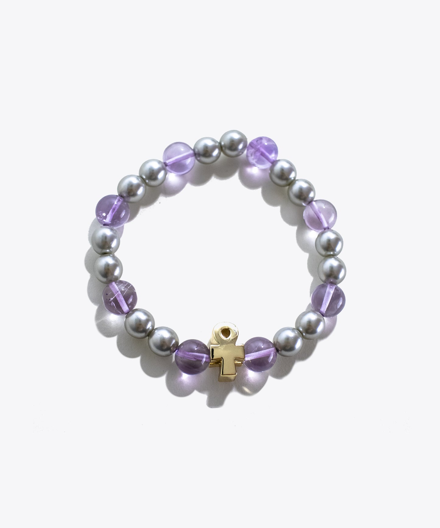 Ankh Amethyst & Pearl Charm Bracelet