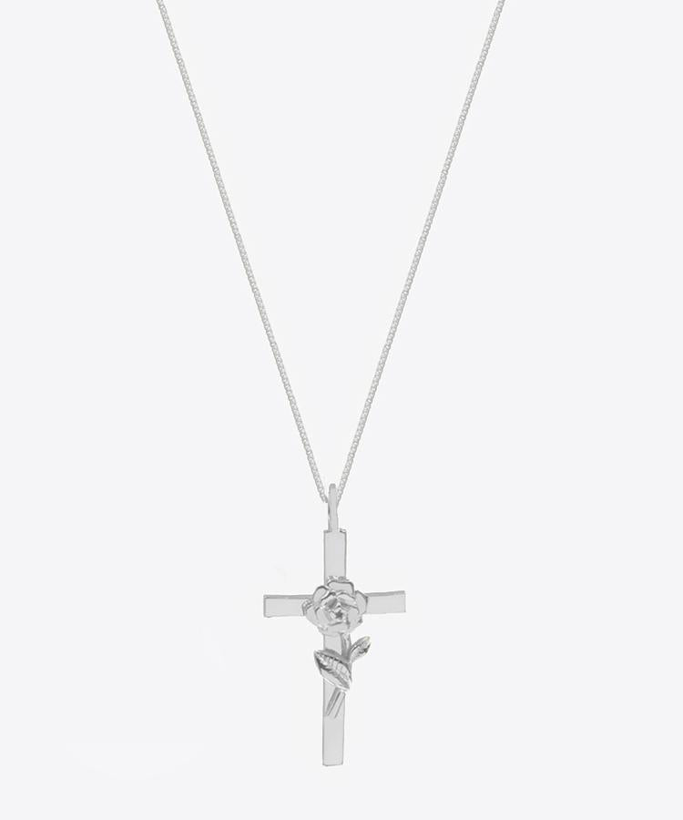 Lourdes Rose Cross Necklace