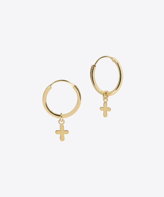 Cross Dangle Mini Hoop Earrings