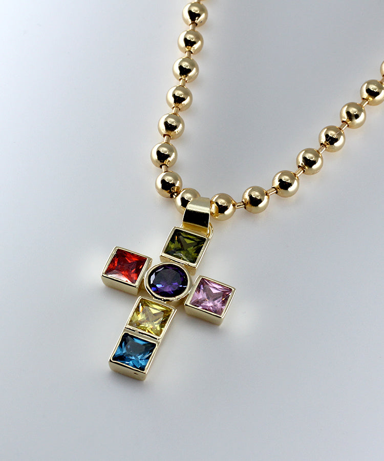 SHAMI - 
        
          
            The Leadlight Cross Ball Chain Necklace