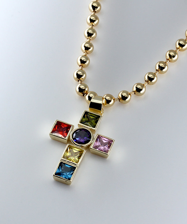 The Leadlight Cross Ball Chain Necklace