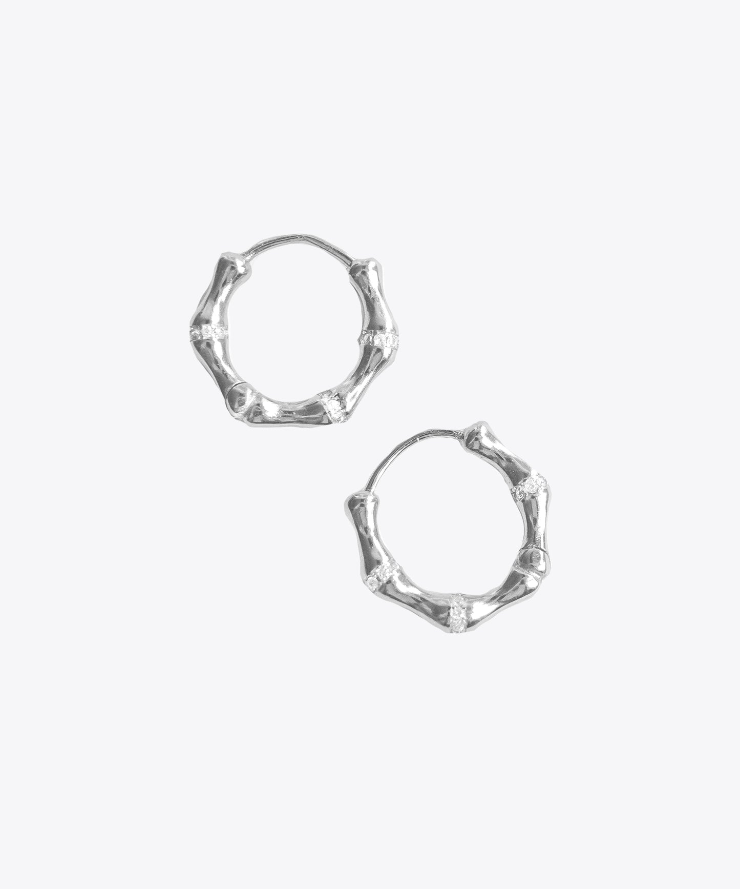 Shami CZ Bamboo Huggie Hoop Earrings