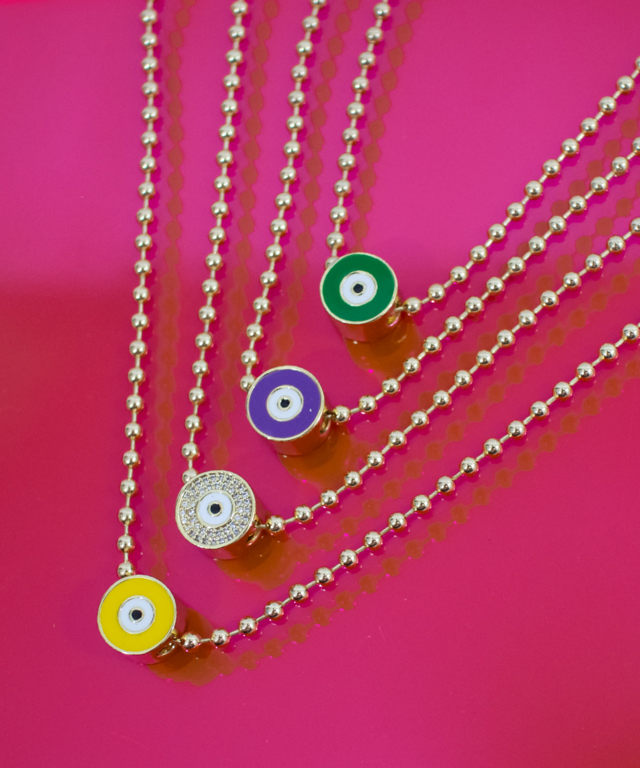 Astor Green Enamel Evil Eye Necklace
