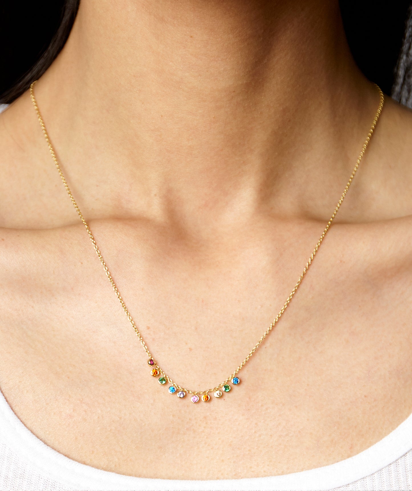 Rainbow Dainty Dangle Necklace