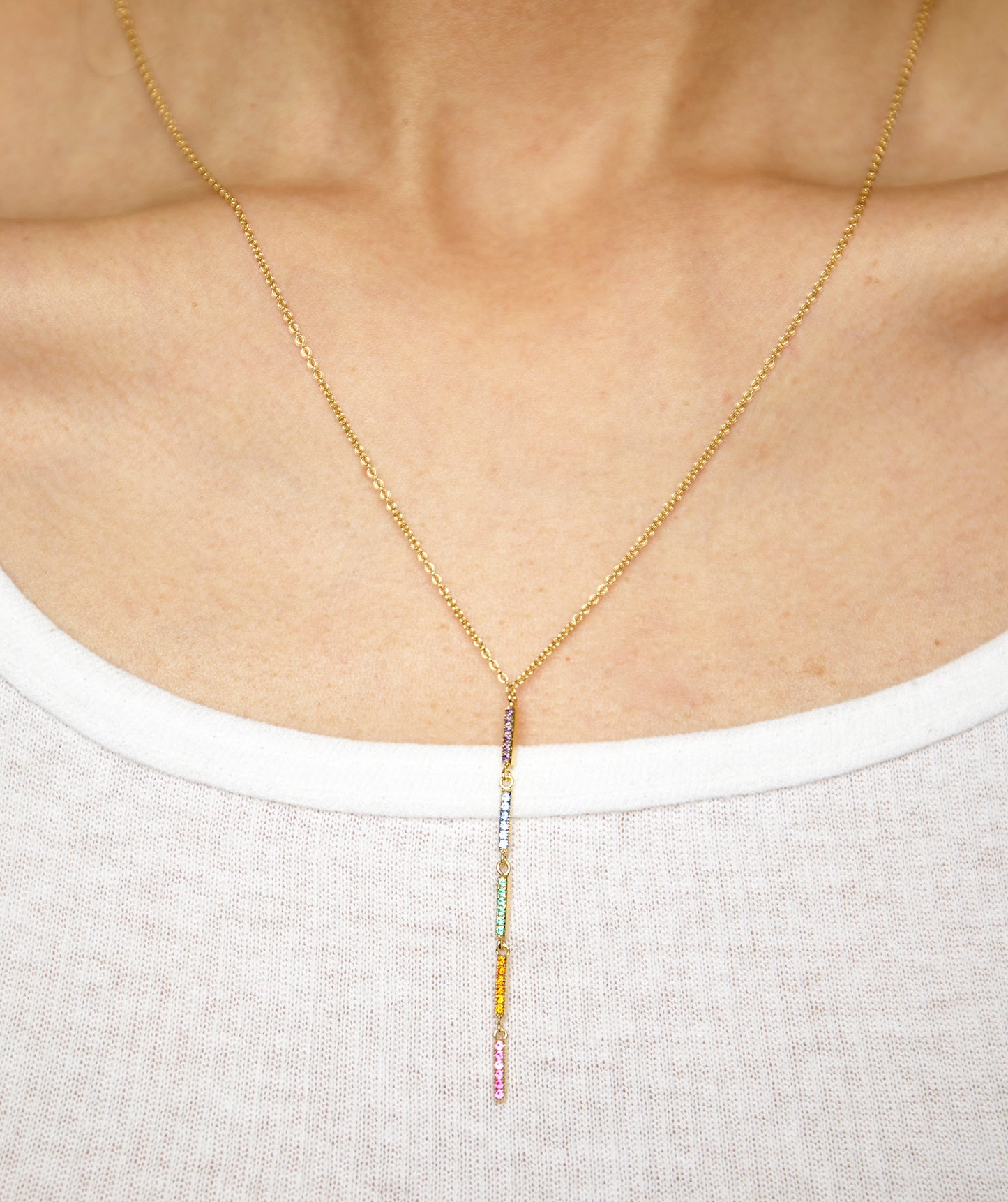 Rainbow Bar Drop Necklace
