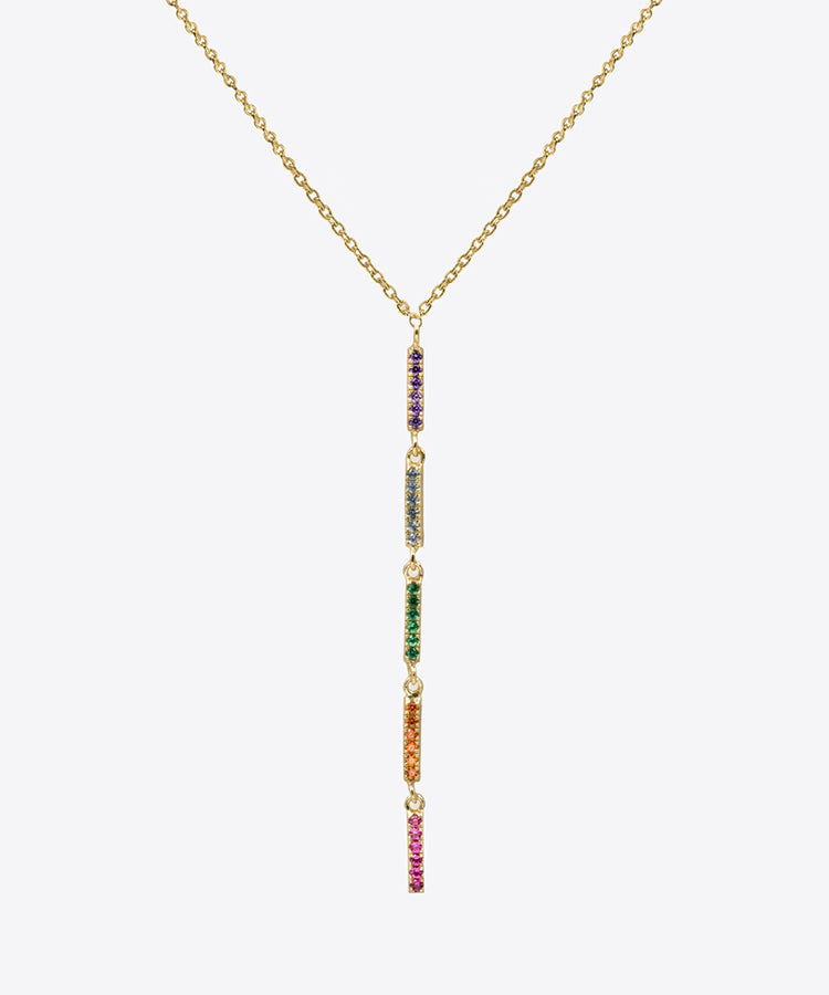 SHAMI Jewelry - Rainbow Bar Drop Necklace
