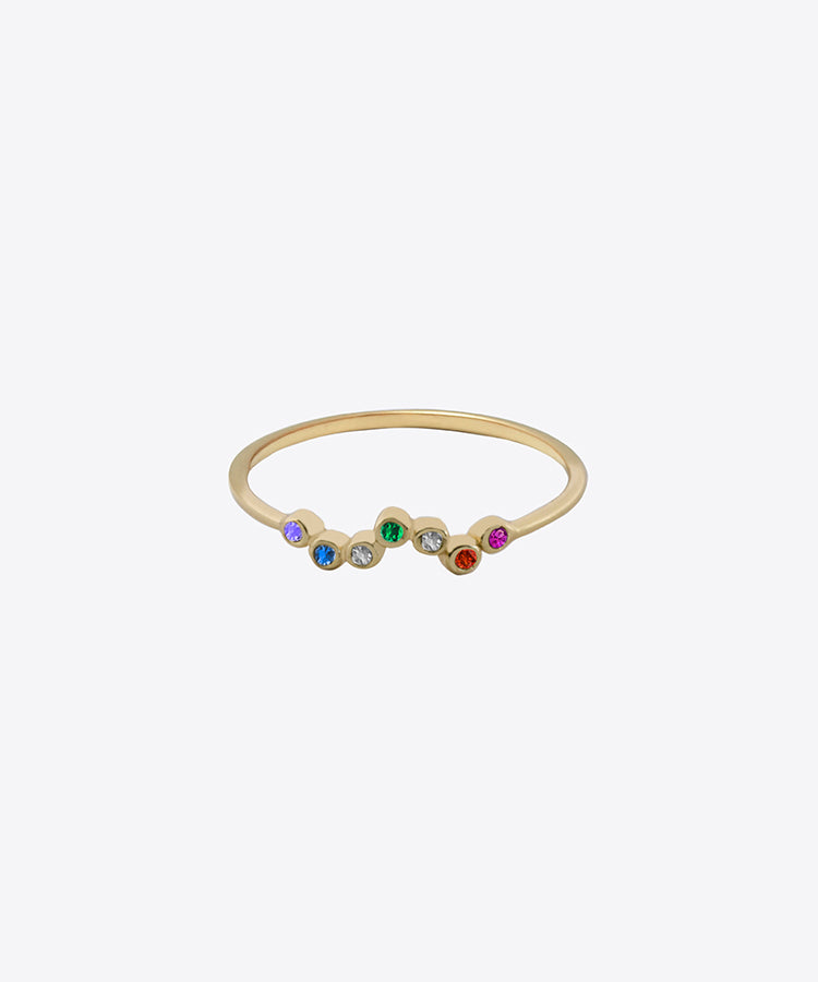 Rainbow Cluster Dainty Ring