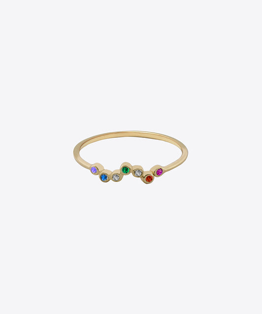 Rainbow Cluster Dainty Ring