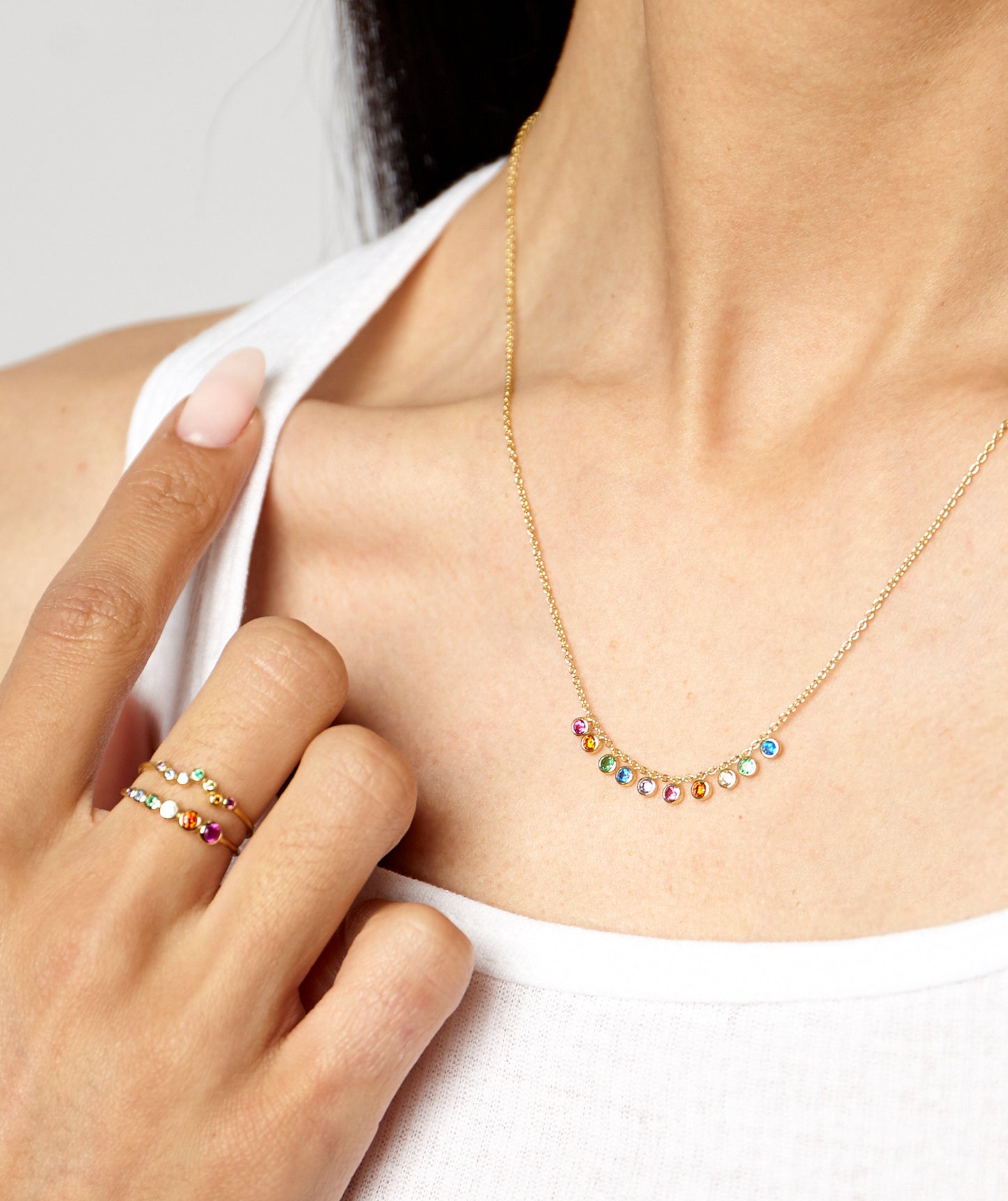 Rainbow Cluster Dainty Ring