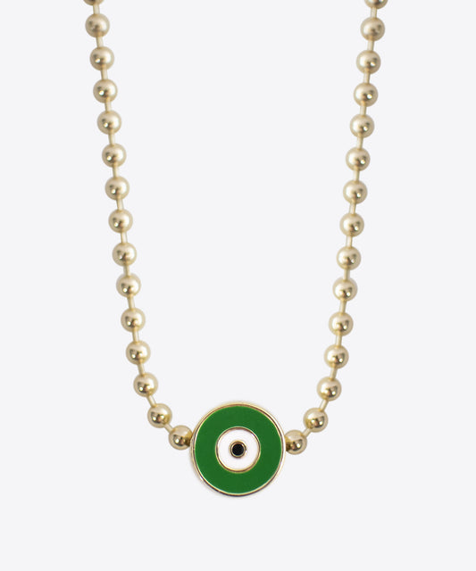 Astor Green Enamel Evil Eye Necklace