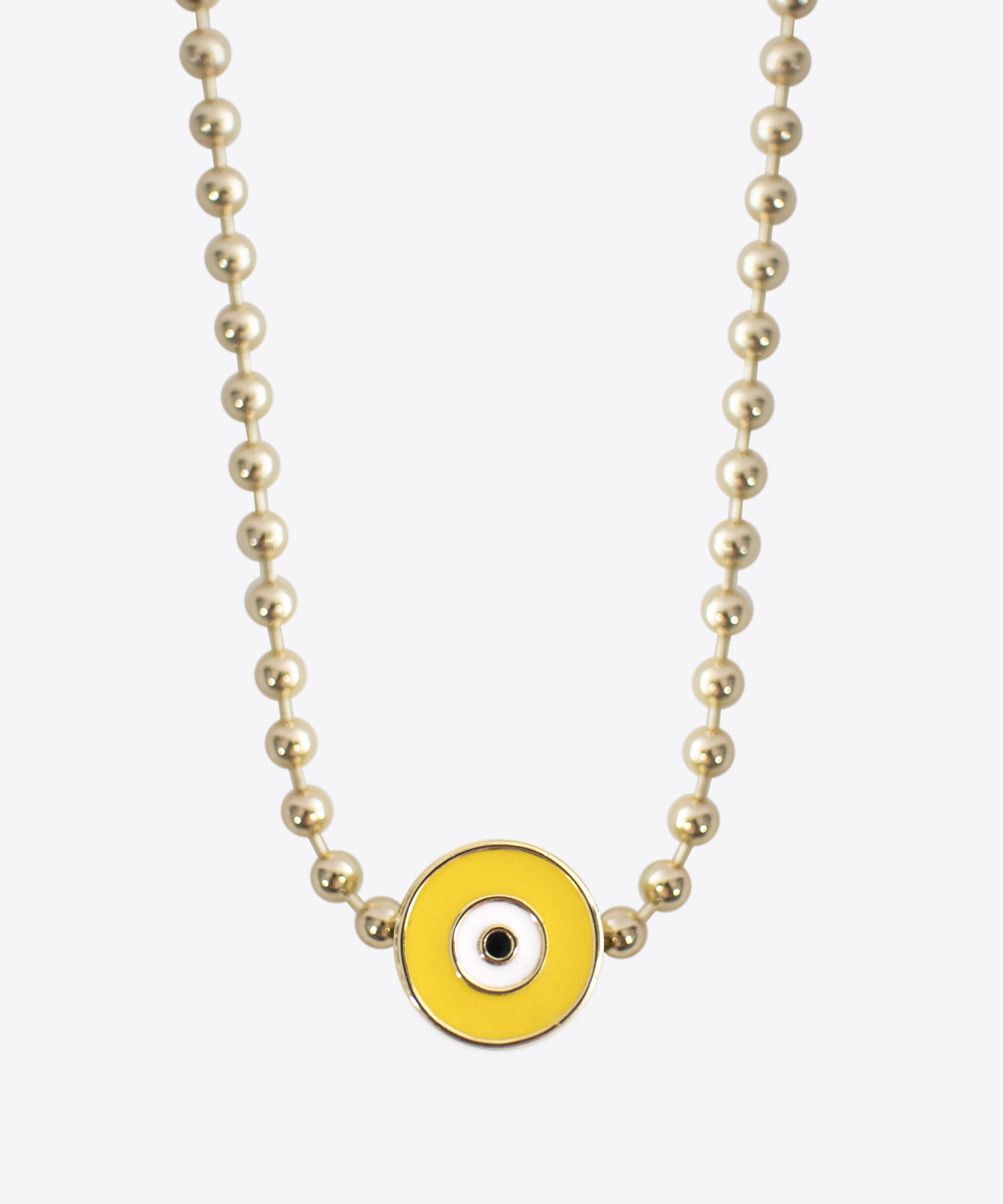 Astor Yellow Enamel Evil Eye Necklace