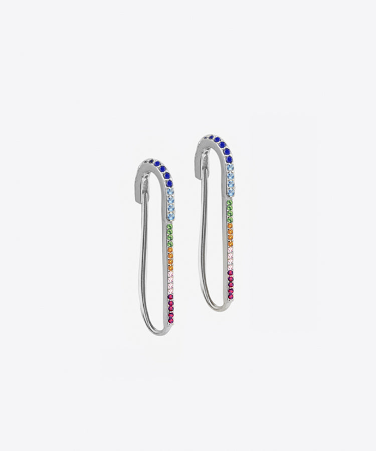 Rainbow Safety Pin Earrings