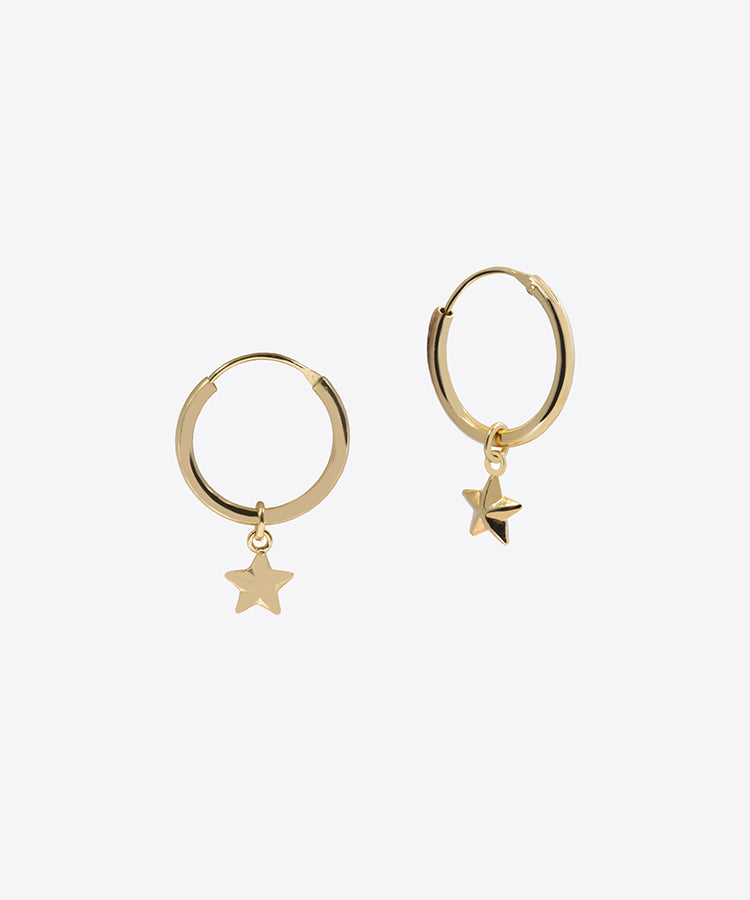 Star Dangle Mini Hoop Earrings