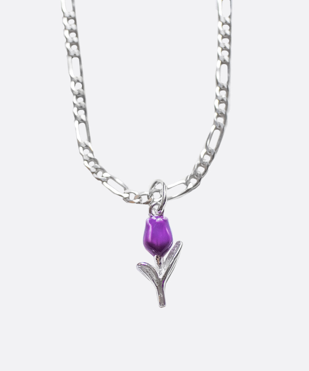 Lilac Enamel Tulip Necklace