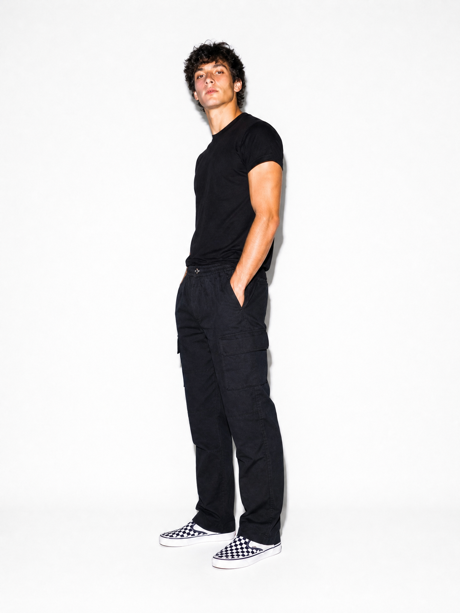 BLACK CARGO PANTS