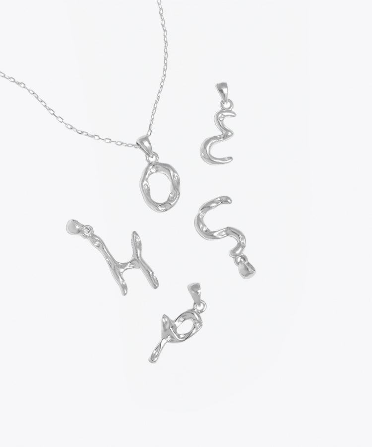 Hammered Initial Pendant Necklace