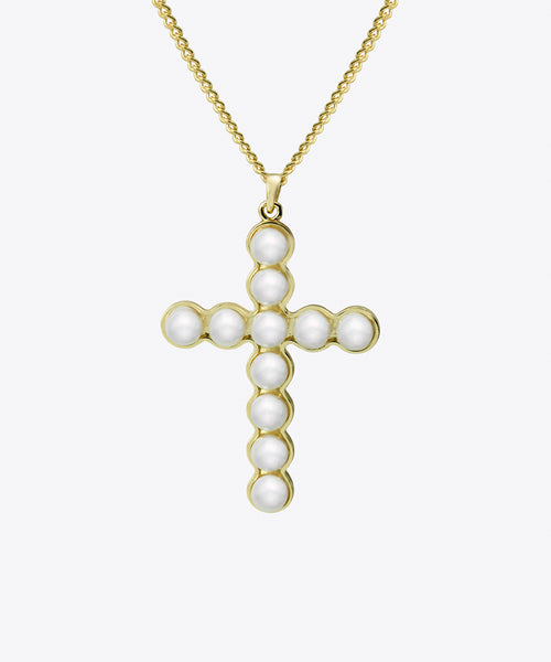 【DEARMINE】Cross Pearl Necklace Andie