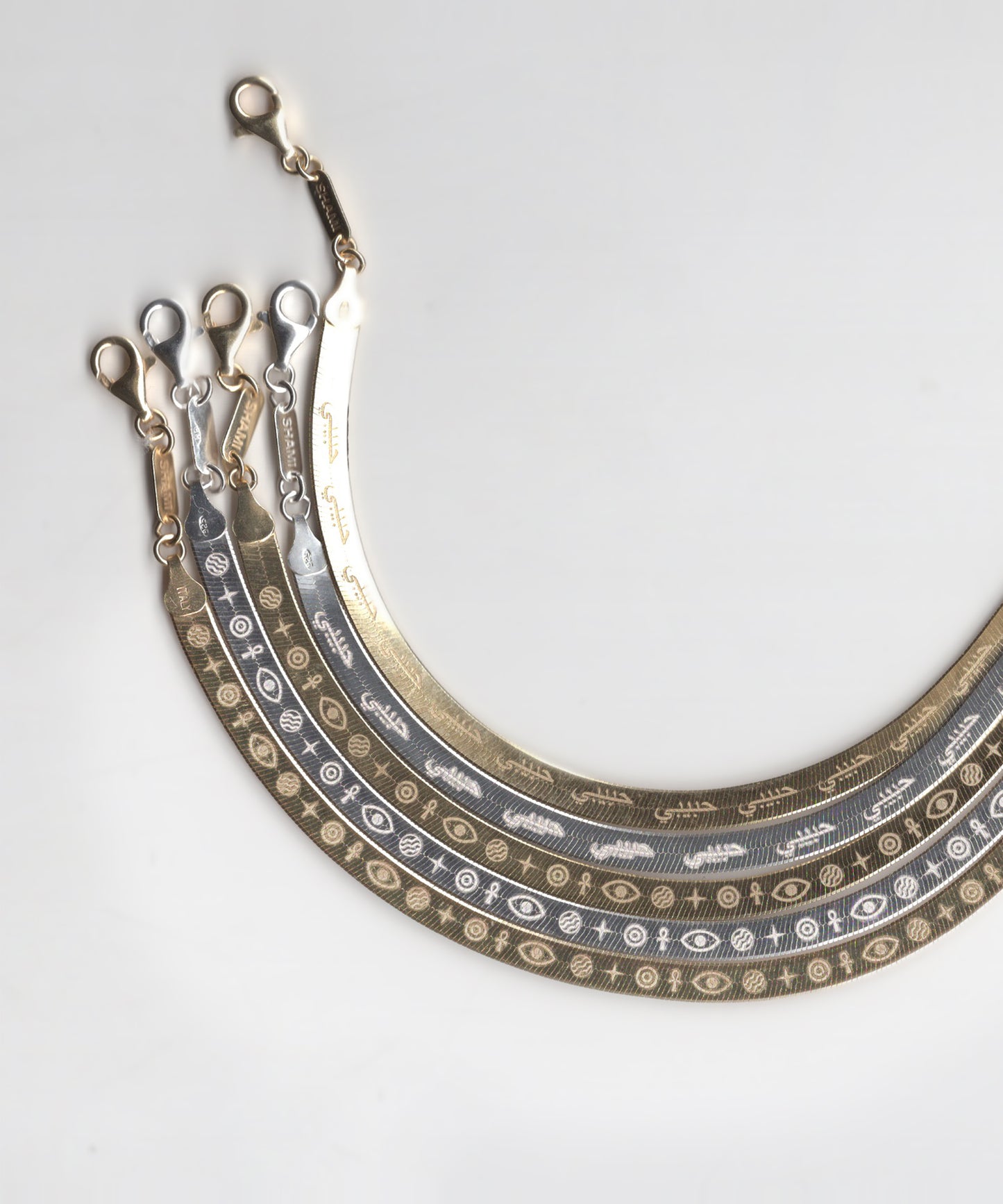 Eye & Ankh Herringbone Chain Necklace