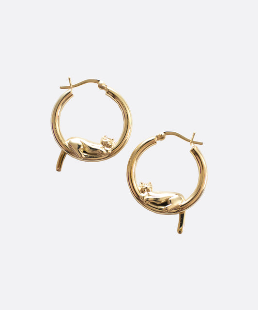 Kitty Cat Gold Hoops