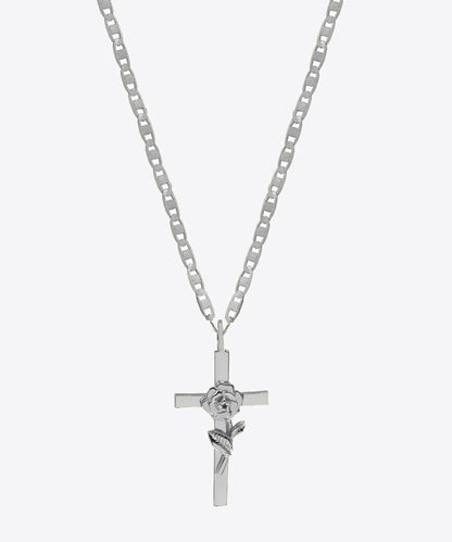 Lourdes Rose Cross Necklace