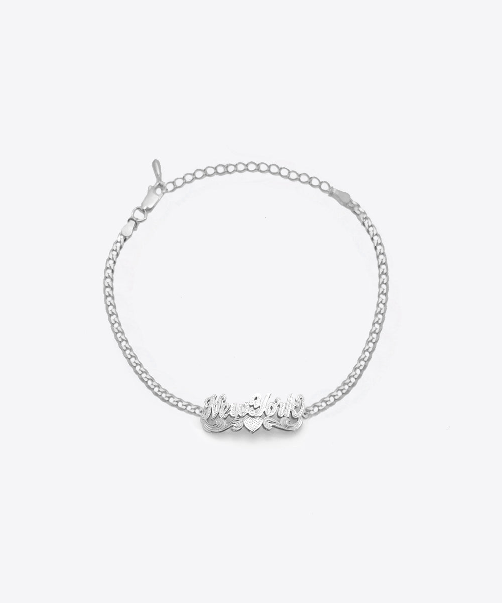 Double Chain Diamond Nameplate Bracelet | Wedding & Bridal Jewelry | Anye  Designs