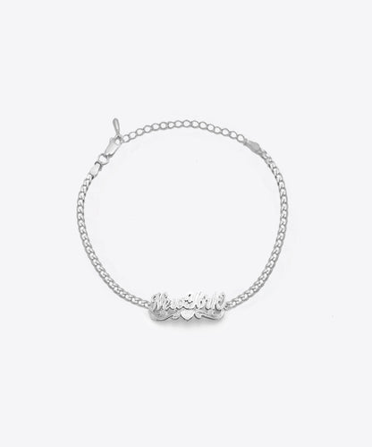 Classic Script Double Nameplate Curb Anklet