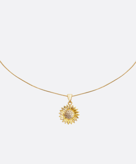 DAINTY SUNFLOWER & STONE NECKLACE