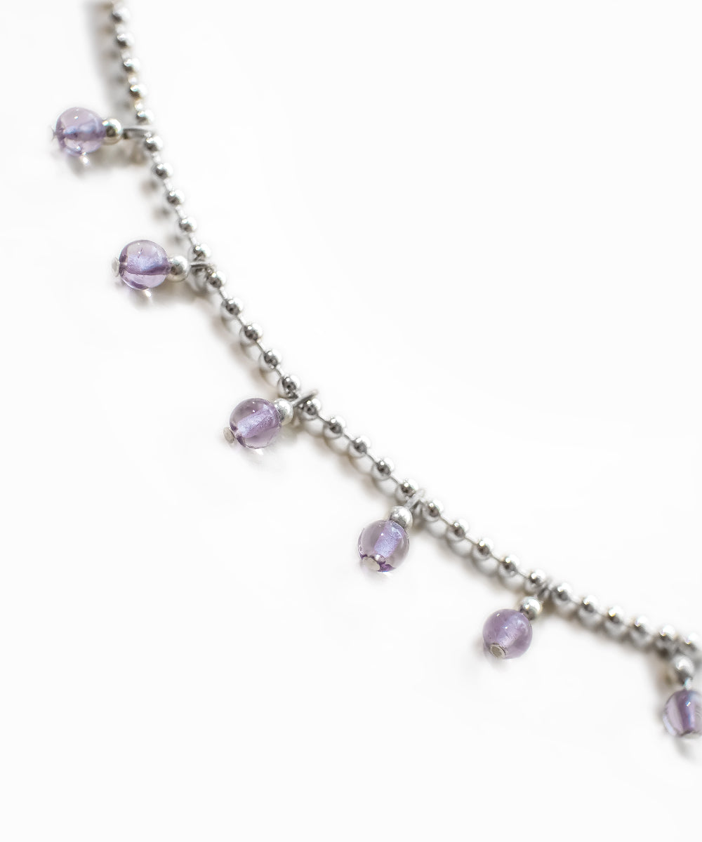 Tiny Beaded Lavender Drop Necklace