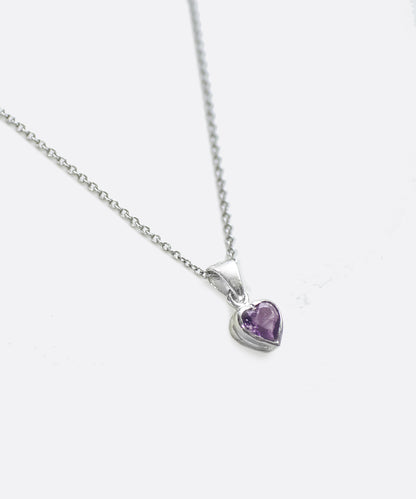 Tiny Purple Heart Pendant Necklace