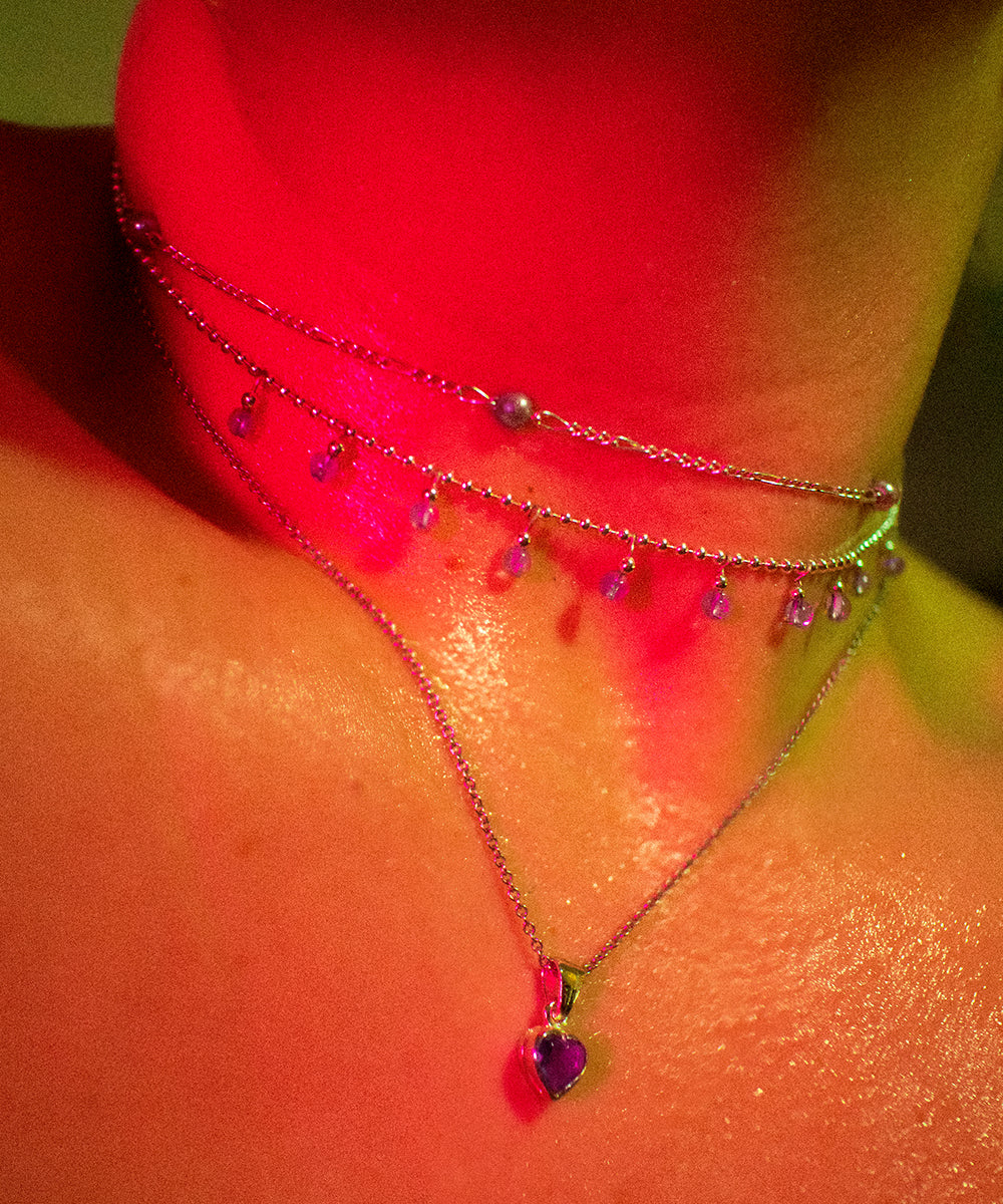 Tiny Purple Heart Pendant Necklace